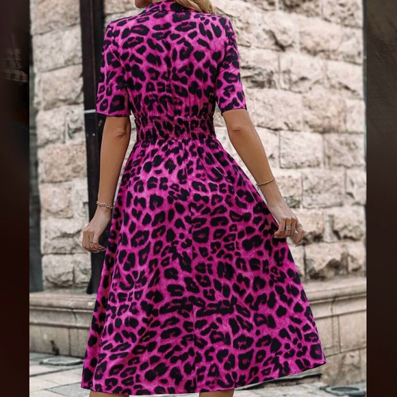 LIKE NEW Shein LUNE Leopard Print Half Button Dress Women’s Size XL - Picture 4 of 11